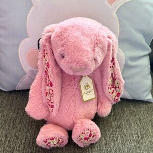 Jellycat Blushkin Blossom Luxe Pink Bunny with Floral Ears NWT